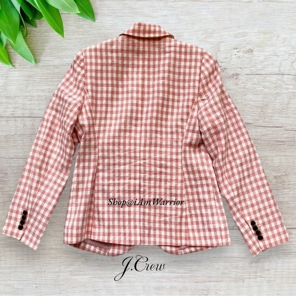 J.Crew cotton candy pink gingham one button linen blazer *shop@iamwarrior - Picture 9 of 16